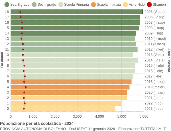 Grafico Popolazione in età scolastica - 2024