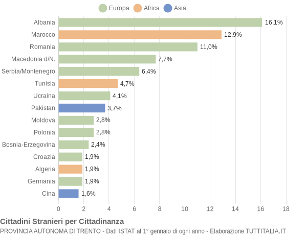 Grafico cittadinanza stranieri - 2006