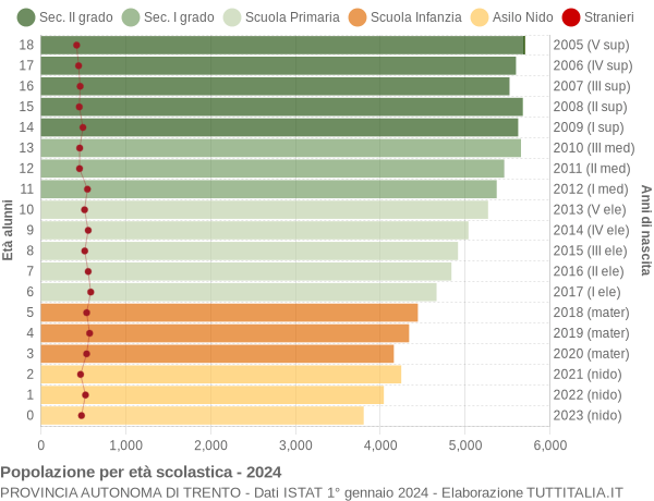 Grafico Popolazione in età scolastica - 2024