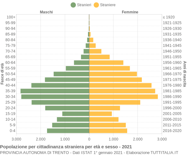 Grafico cittadini stranieri - 2021