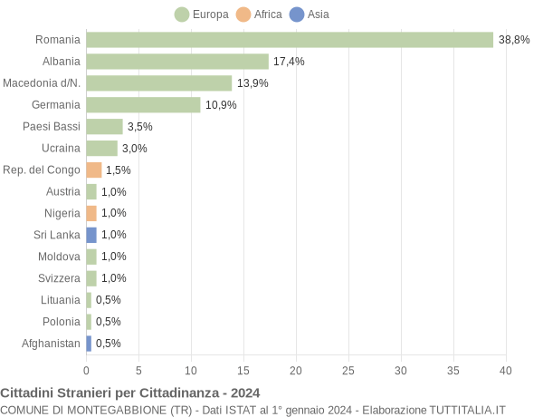 Grafico cittadinanza stranieri - Montegabbione 2024