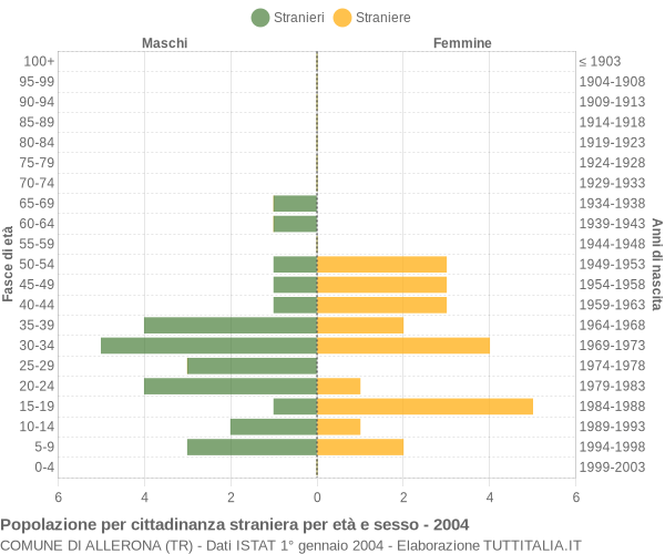 Grafico cittadini stranieri - Allerona 2004