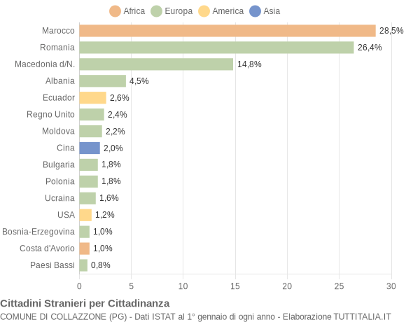 Grafico cittadinanza stranieri - Collazzone 2014