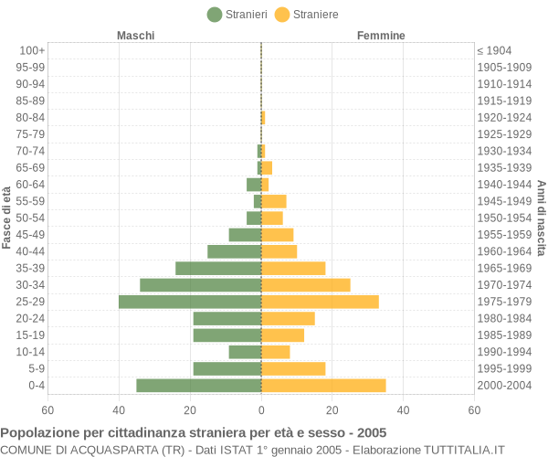 Grafico cittadini stranieri - Acquasparta 2005