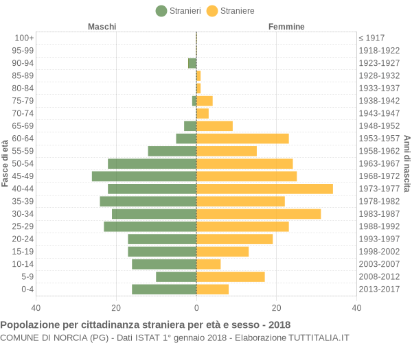 Grafico cittadini stranieri - Norcia 2018