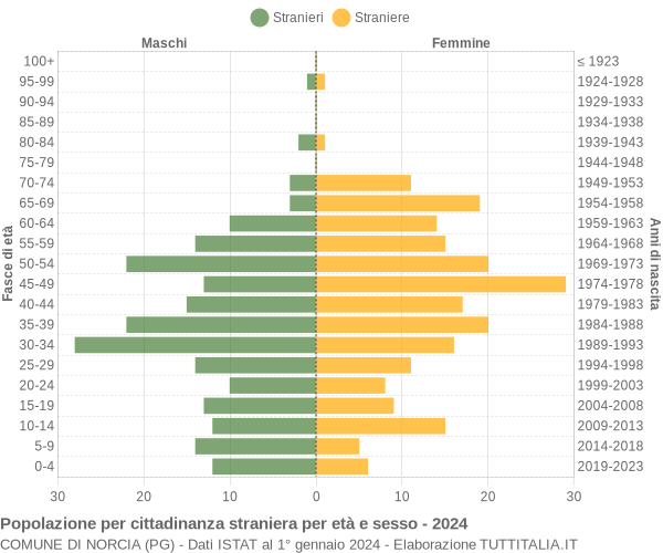 Grafico cittadini stranieri - Norcia 2024