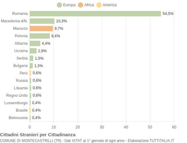 Grafico cittadinanza stranieri - Montecastrilli 2014