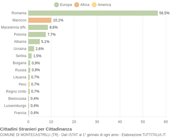 Grafico cittadinanza stranieri - Montecastrilli 2015