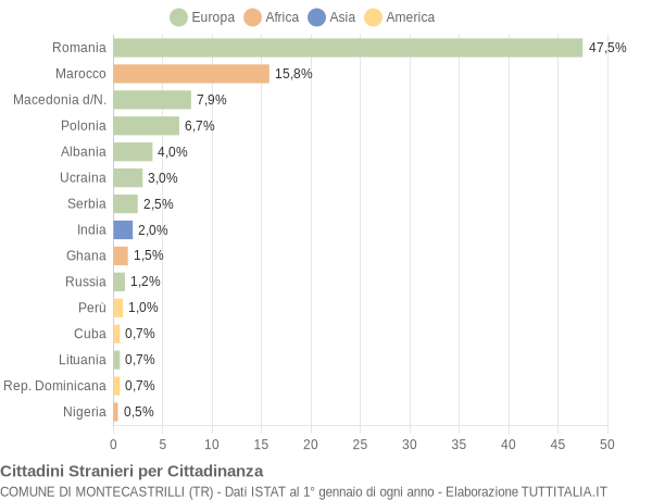 Grafico cittadinanza stranieri - Montecastrilli 2017