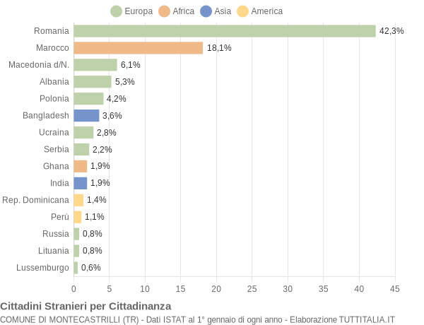 Grafico cittadinanza stranieri - Montecastrilli 2020