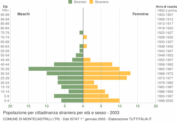Grafico cittadini stranieri - Montecastrilli 2003