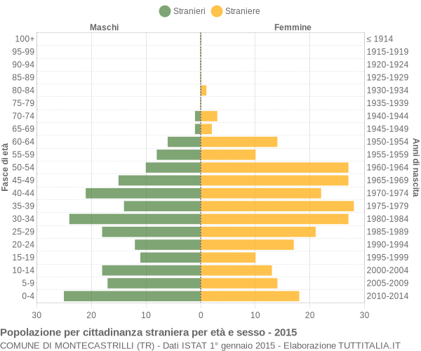 Grafico cittadini stranieri - Montecastrilli 2015