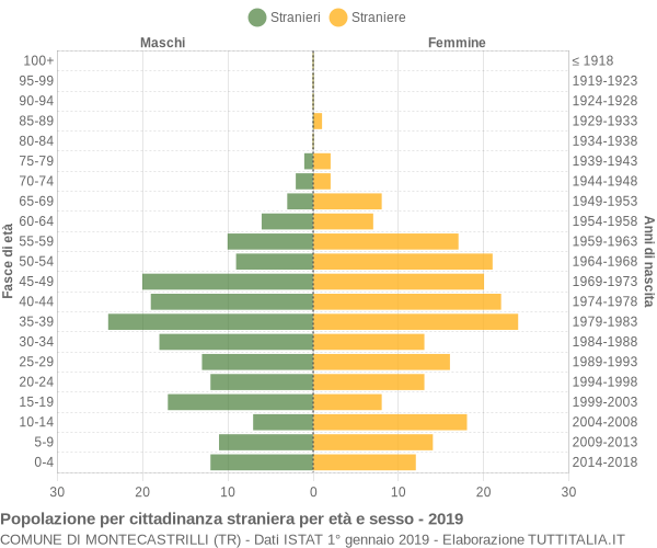 Grafico cittadini stranieri - Montecastrilli 2019