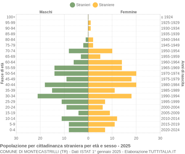 Grafico cittadini stranieri - Montecastrilli 2025