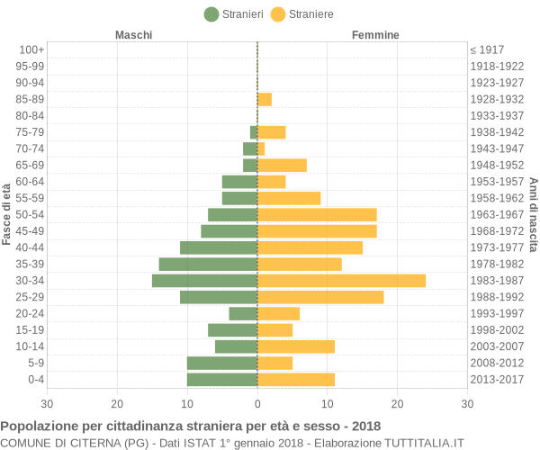 Grafico cittadini stranieri - Citerna 2018