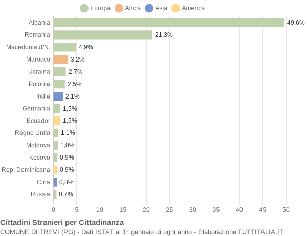 Grafico cittadinanza stranieri - Trevi 2014