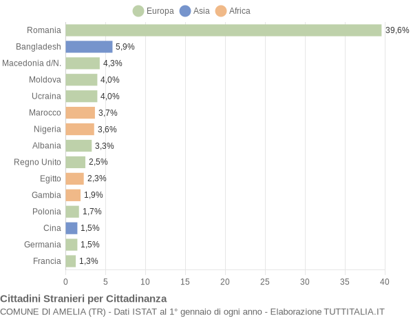 Grafico cittadinanza stranieri - Amelia 2020