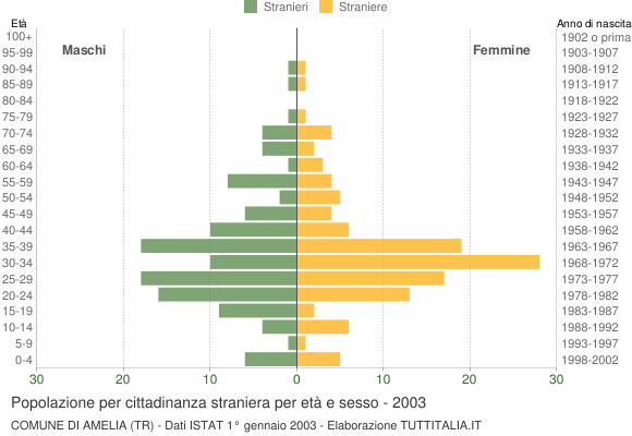 Grafico cittadini stranieri - Amelia 2003