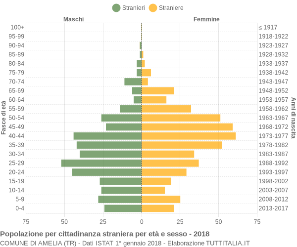 Grafico cittadini stranieri - Amelia 2018