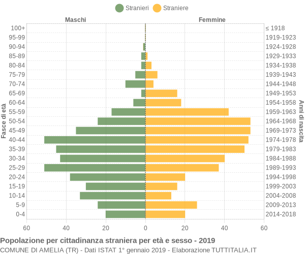 Grafico cittadini stranieri - Amelia 2019