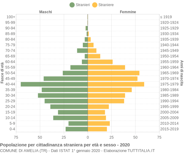 Grafico cittadini stranieri - Amelia 2020