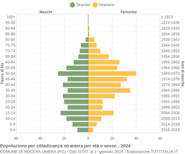 Grafico cittadini stranieri - Nocera Umbra 2024