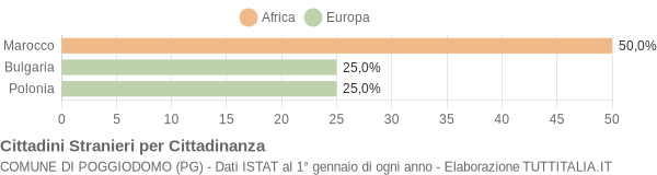 Grafico cittadinanza stranieri - Poggiodomo 2010