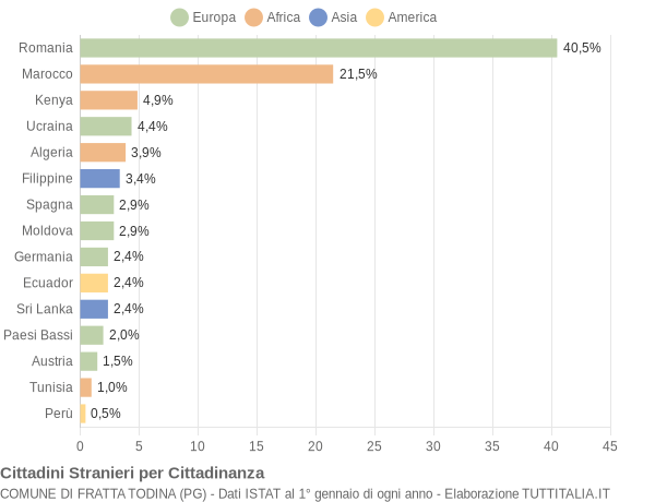 Grafico cittadinanza stranieri - Fratta Todina 2009