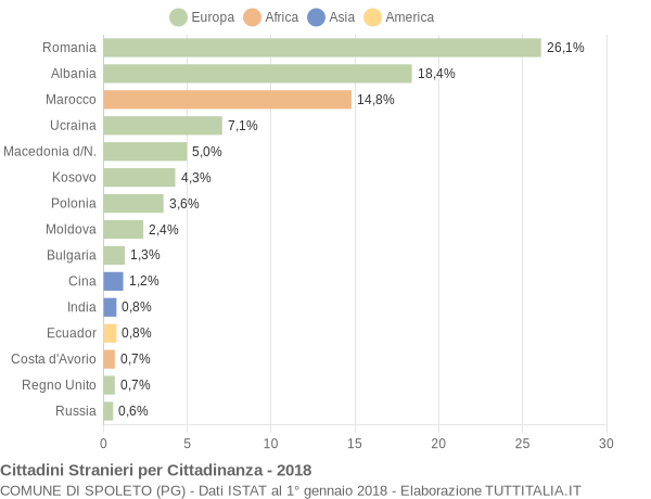 Grafico cittadinanza stranieri - Spoleto 2018