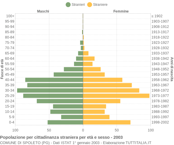 Grafico cittadini stranieri - Spoleto 2003