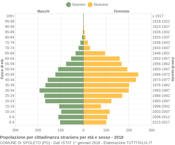 Grafico cittadini stranieri - Spoleto 2018