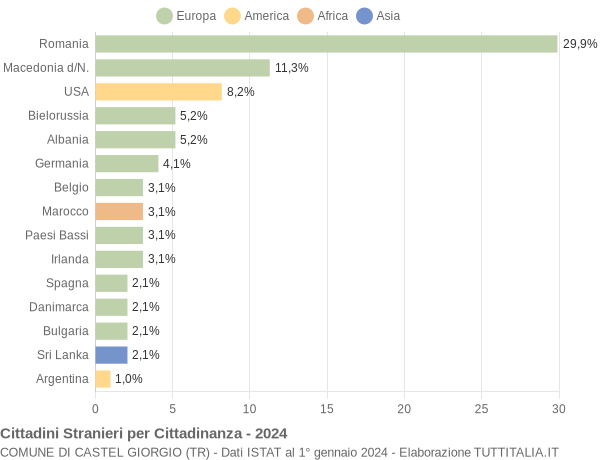 Grafico cittadinanza stranieri - Castel Giorgio 2024