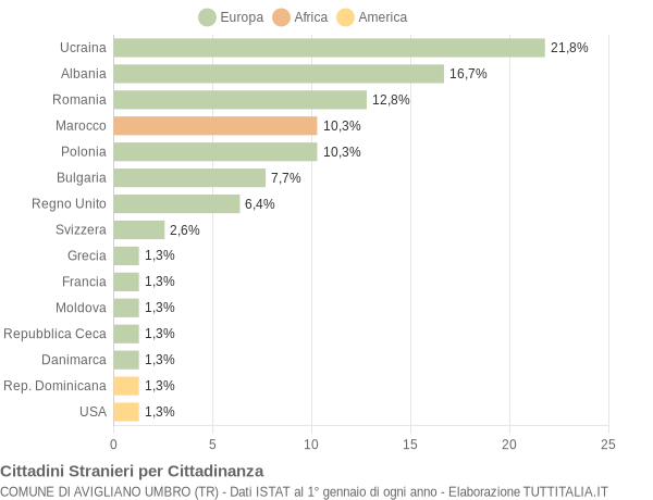 Grafico cittadinanza stranieri - Avigliano Umbro 2004