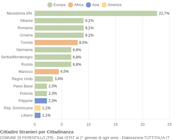 Grafico cittadinanza stranieri - Ferentillo 2005