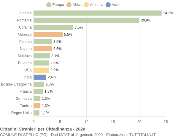 Grafico cittadinanza stranieri - Spello 2020