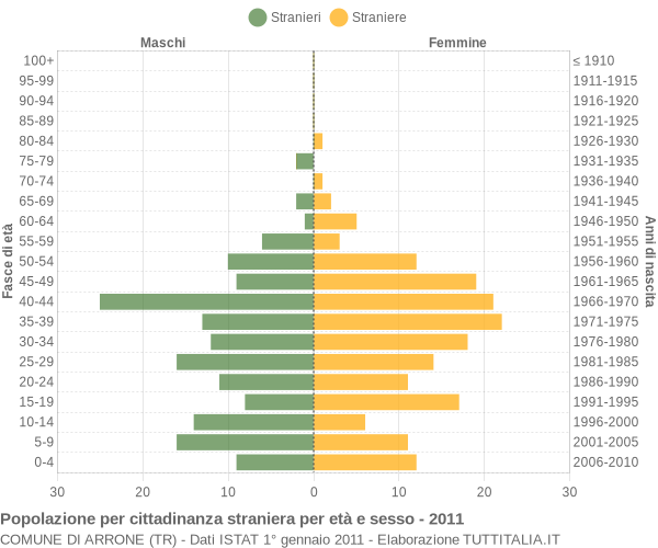 Grafico cittadini stranieri - Arrone 2011