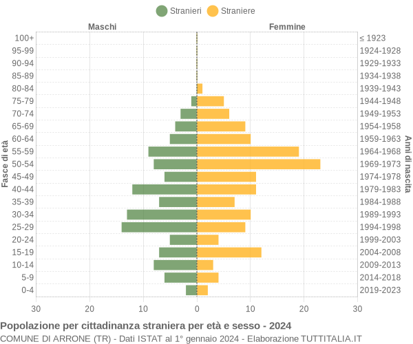 Grafico cittadini stranieri - Arrone 2024