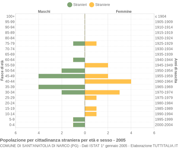 Grafico cittadini stranieri - Sant'Anatolia di Narco 2005