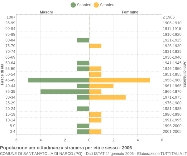 Grafico cittadini stranieri - Sant'Anatolia di Narco 2006