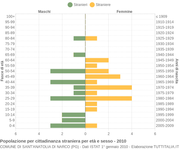 Grafico cittadini stranieri - Sant'Anatolia di Narco 2010