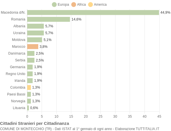 Grafico cittadinanza stranieri - Montecchio 2015