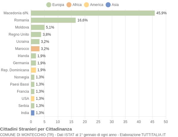 Grafico cittadinanza stranieri - Montecchio 2021