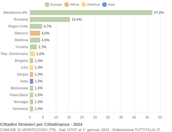 Grafico cittadinanza stranieri - Montecchio 2024