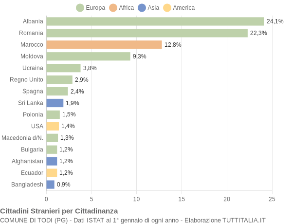 Grafico cittadinanza stranieri - Todi 2014