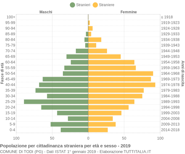 Grafico cittadini stranieri - Todi 2019