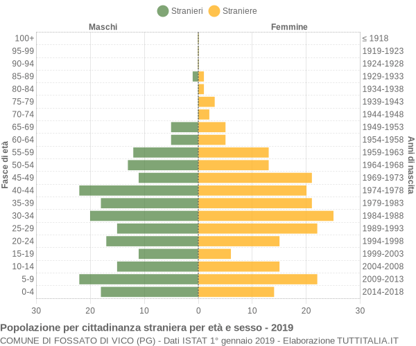 Grafico cittadini stranieri - Fossato di Vico 2019