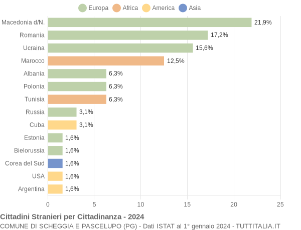 Grafico cittadinanza stranieri - Scheggia e Pascelupo 2024