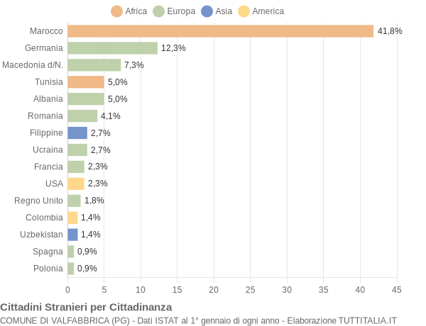 Grafico cittadinanza stranieri - Valfabbrica 2004