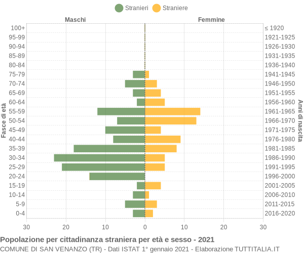 Grafico cittadini stranieri - San Venanzo 2021