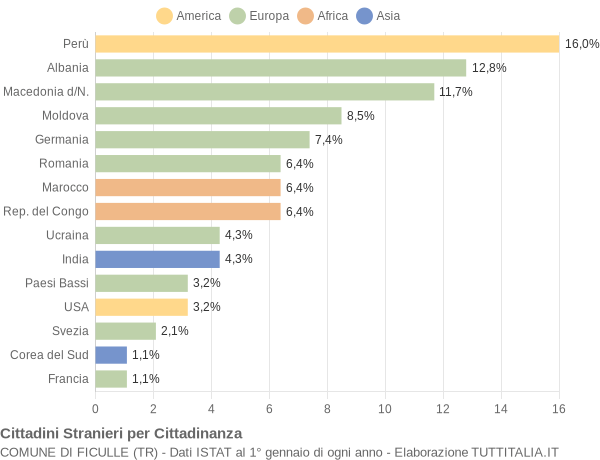 Grafico cittadinanza stranieri - Ficulle 2004